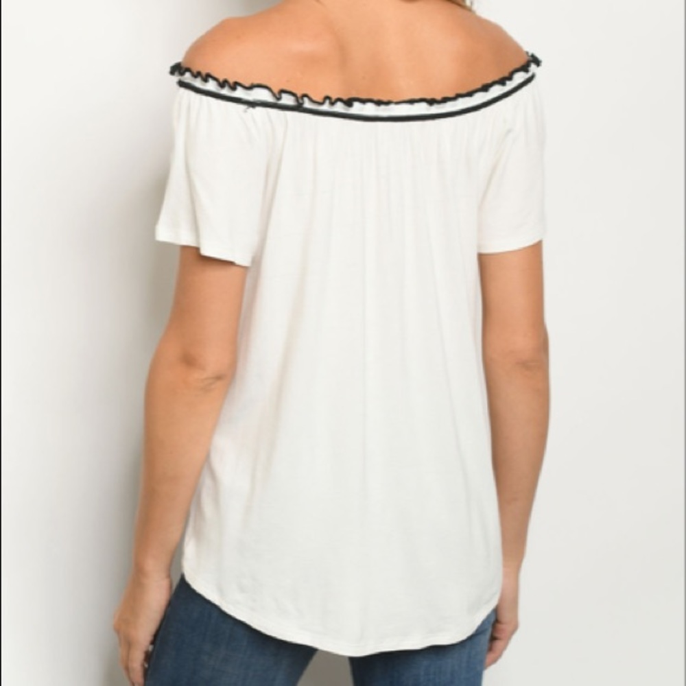 White Off The Shoulder Top - Picture 2 of 3